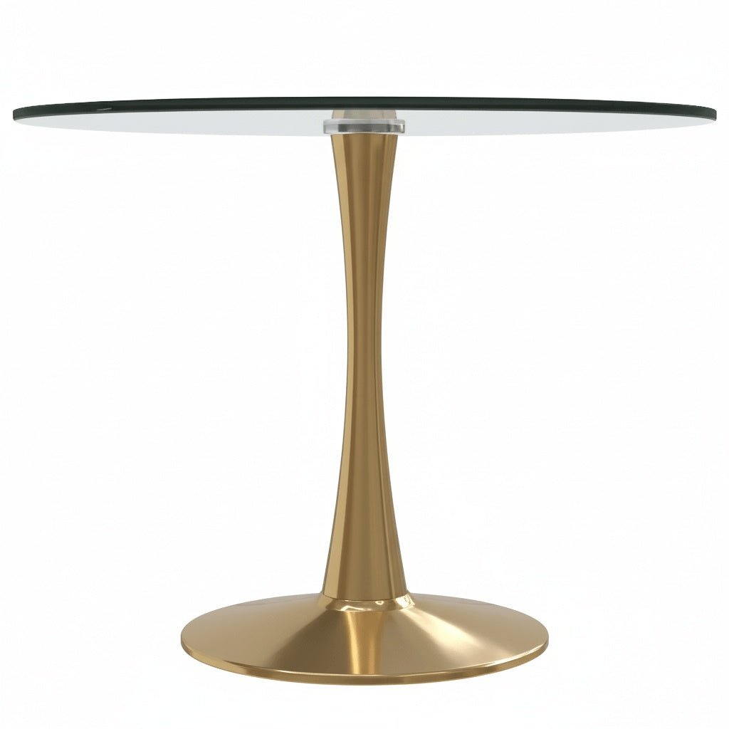 Bristol Round Dining Table with MDF/Sintered Stone/Glass Tabletop in Gold Steel