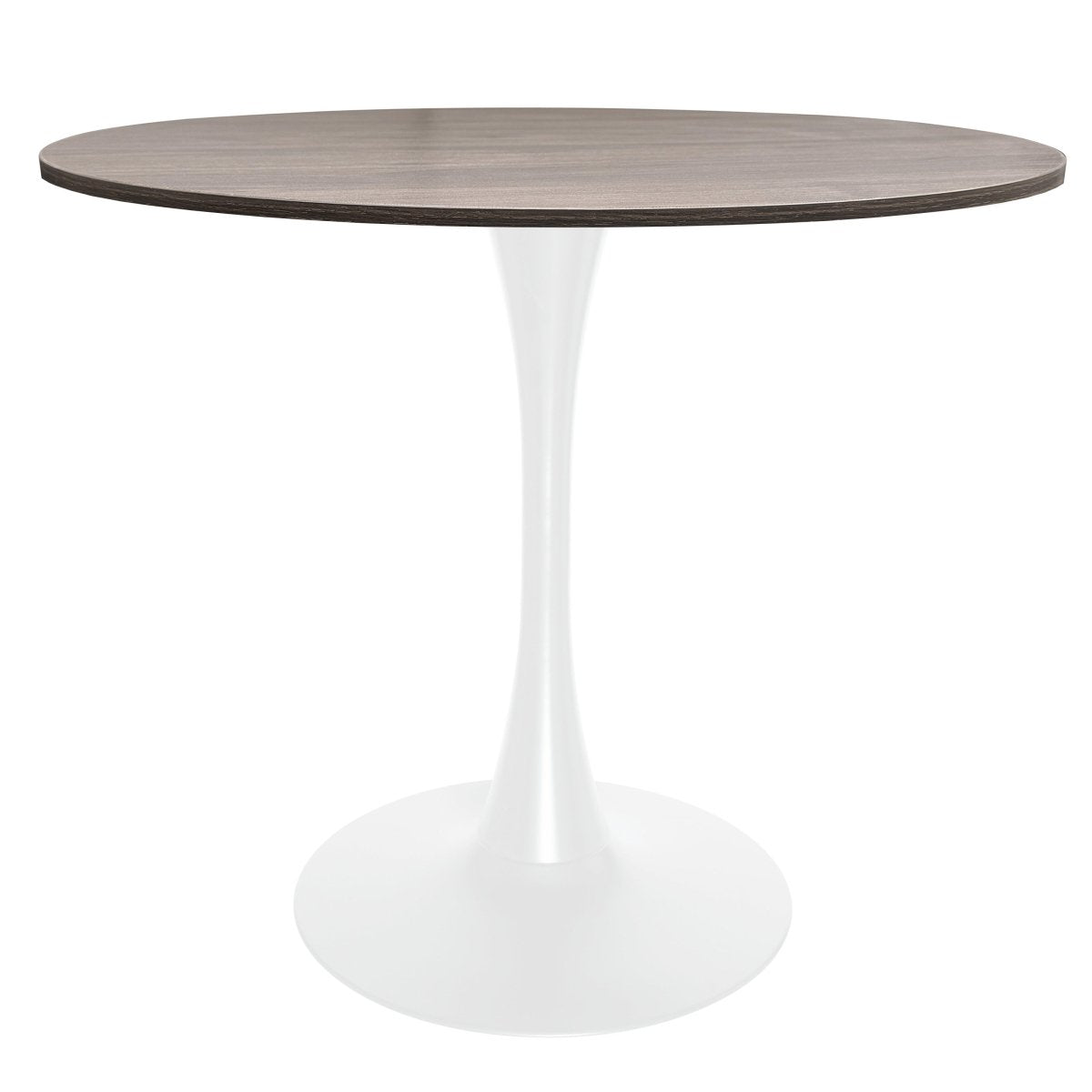 Bristol Round Dining Table with MDF/Sintered Stone/Glass Wood Tabletop in White Steel