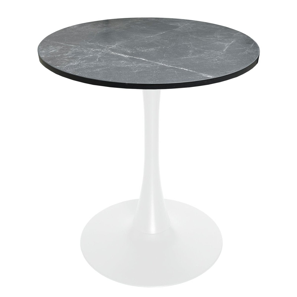 Bristol Round Dining Table with MDF/Sintered Stone/Glass Wood Tabletop in White Steel
