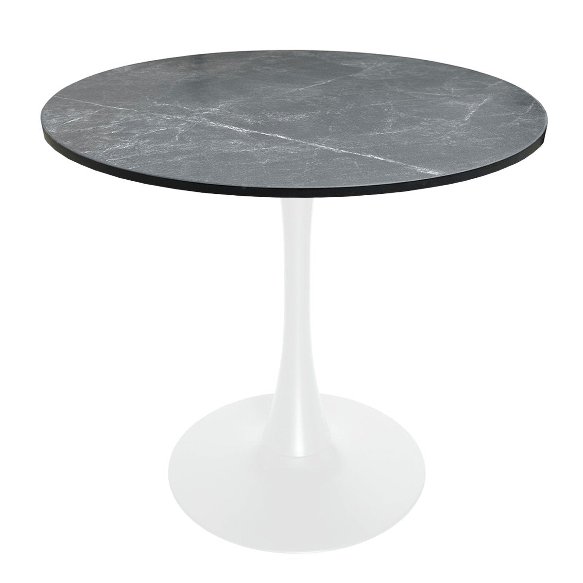 Bristol Round Dining Table with MDF/Sintered Stone/Glass Wood Tabletop in White Steel