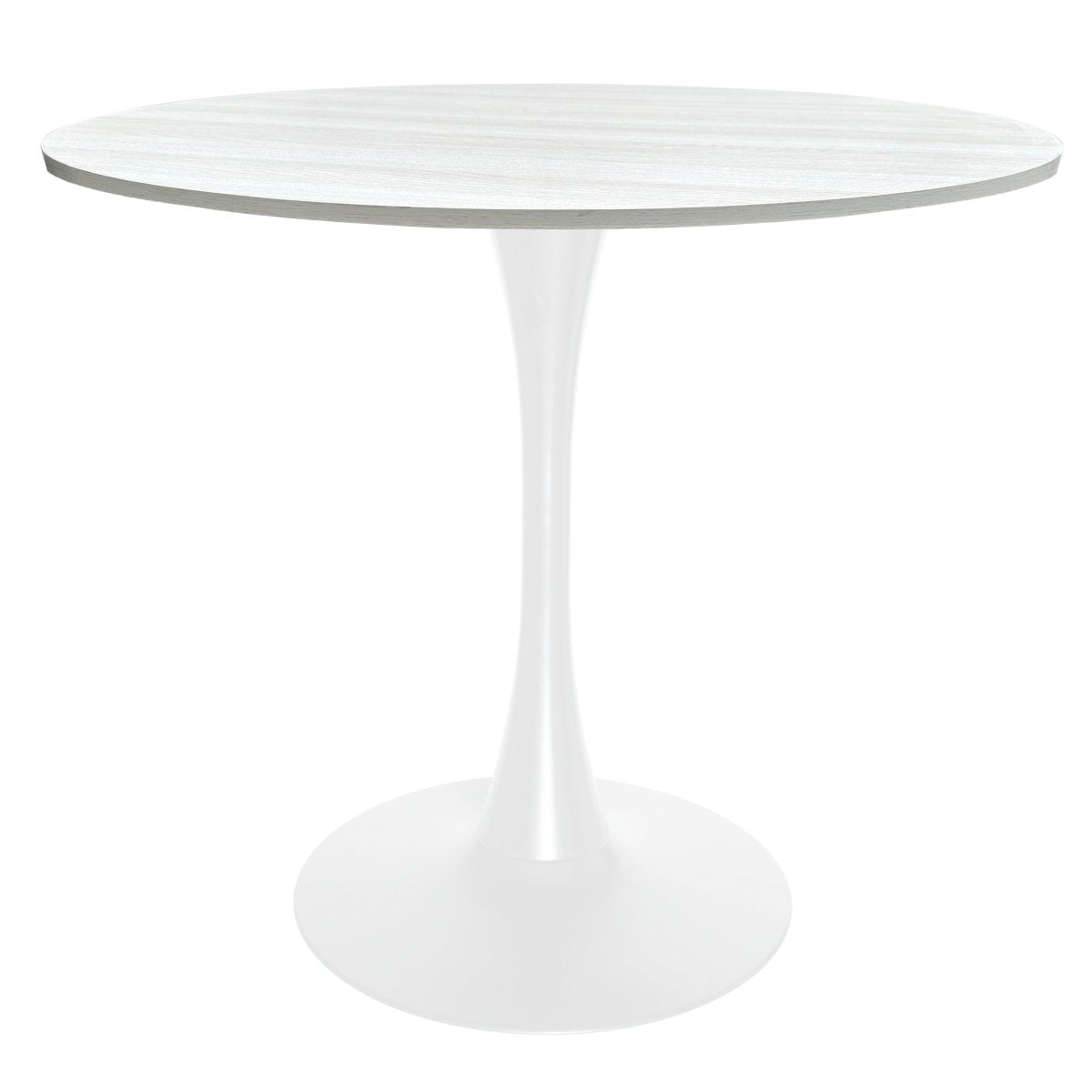 Bristol Round Dining Table with MDF/Sintered Stone/Glass Wood Tabletop in White Steel