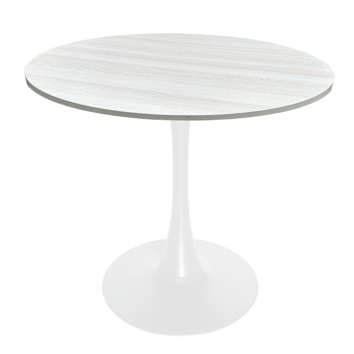 Bristol Round Dining Table with MDF/Sintered Stone/Glass Wood Tabletop in White Steel