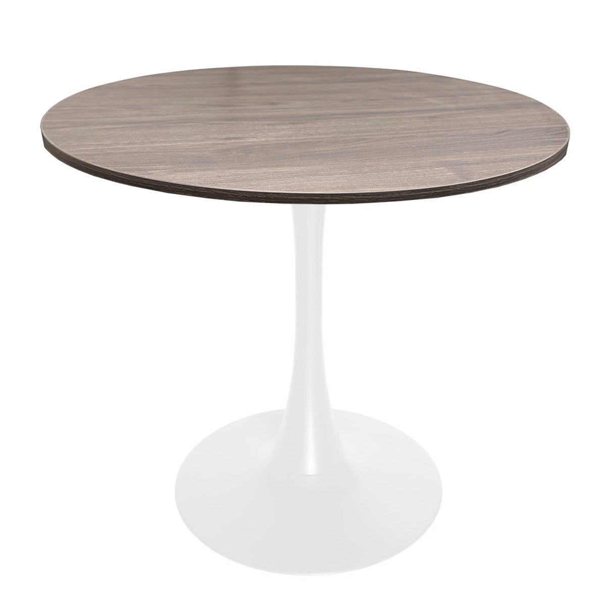 Bristol Round Dining Table with MDF/Sintered Stone/Glass Wood Tabletop in White Steel