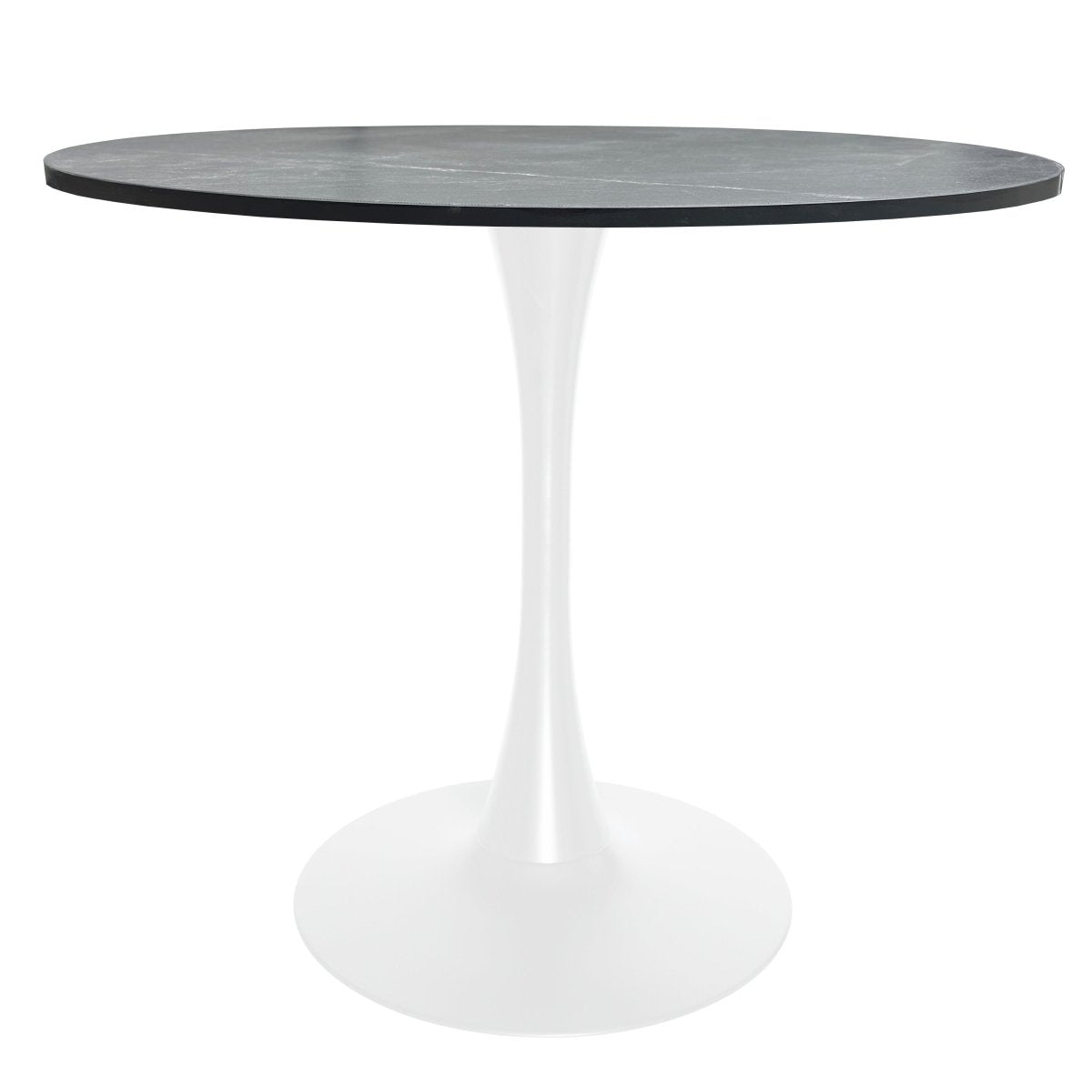 Bristol Round Dining Table with MDF/Sintered Stone/Glass Wood Tabletop in White Steel