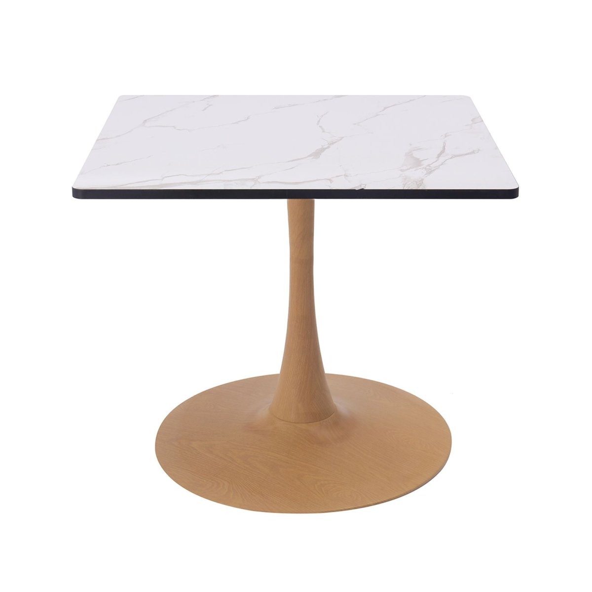 Bristol Square Dining Table with Marble White MDF Top and Steel Pedest