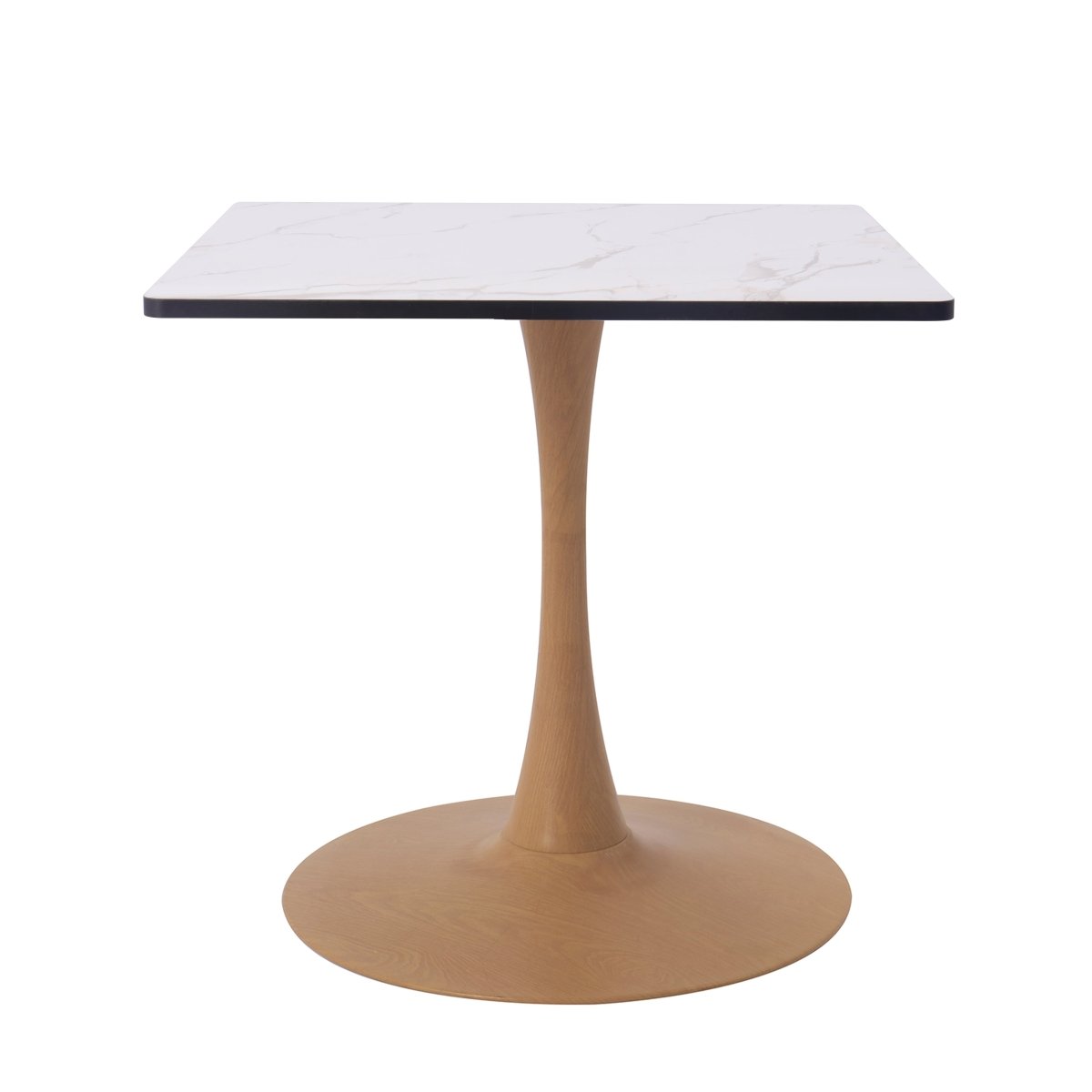 Bristol Square Dining Table with Marble White MDF Top and Steel Pedest