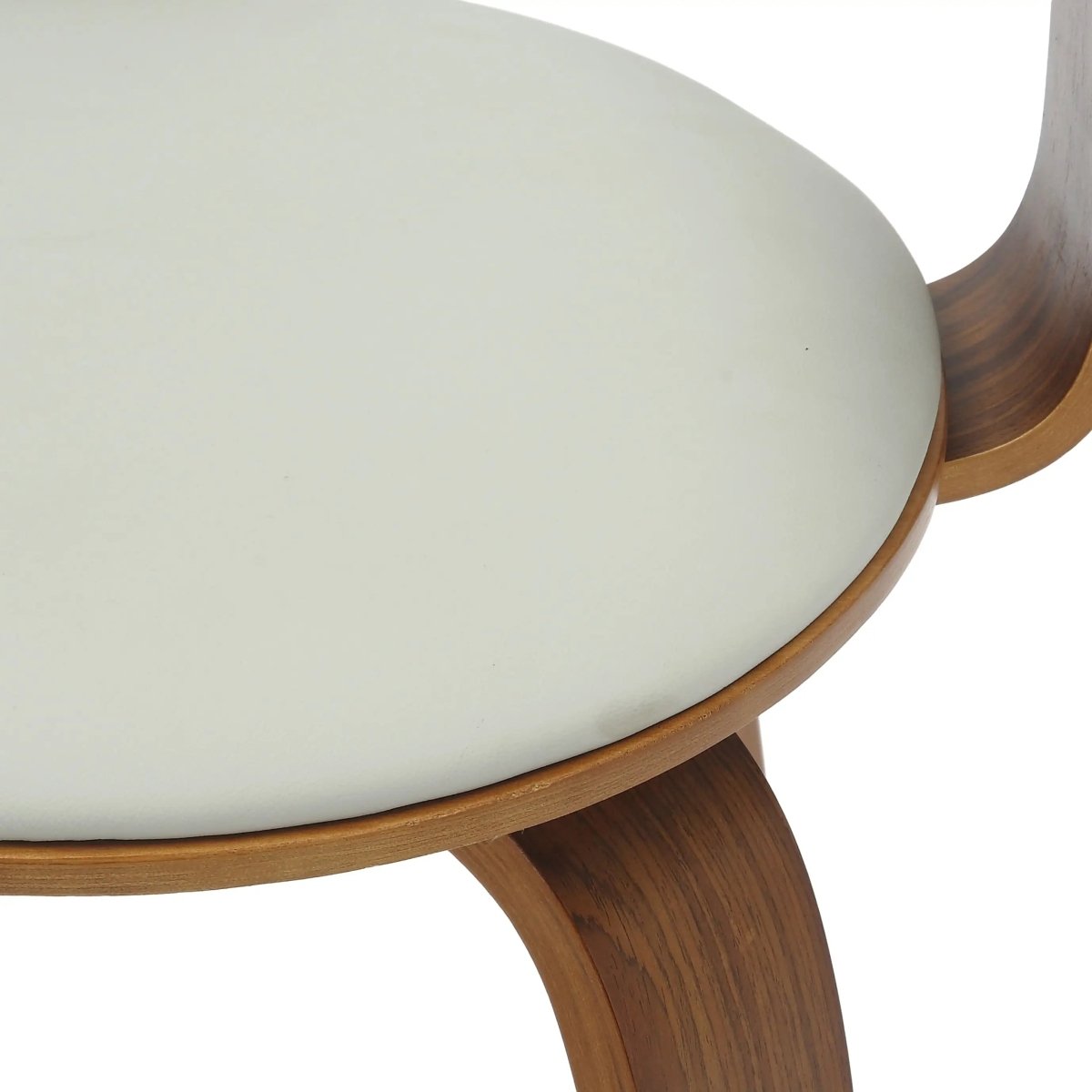 Brivo Leather Dining Chair with Wooden Legs, Open - Back Swivel Armchair with Poplar Wood Base Set of 4
