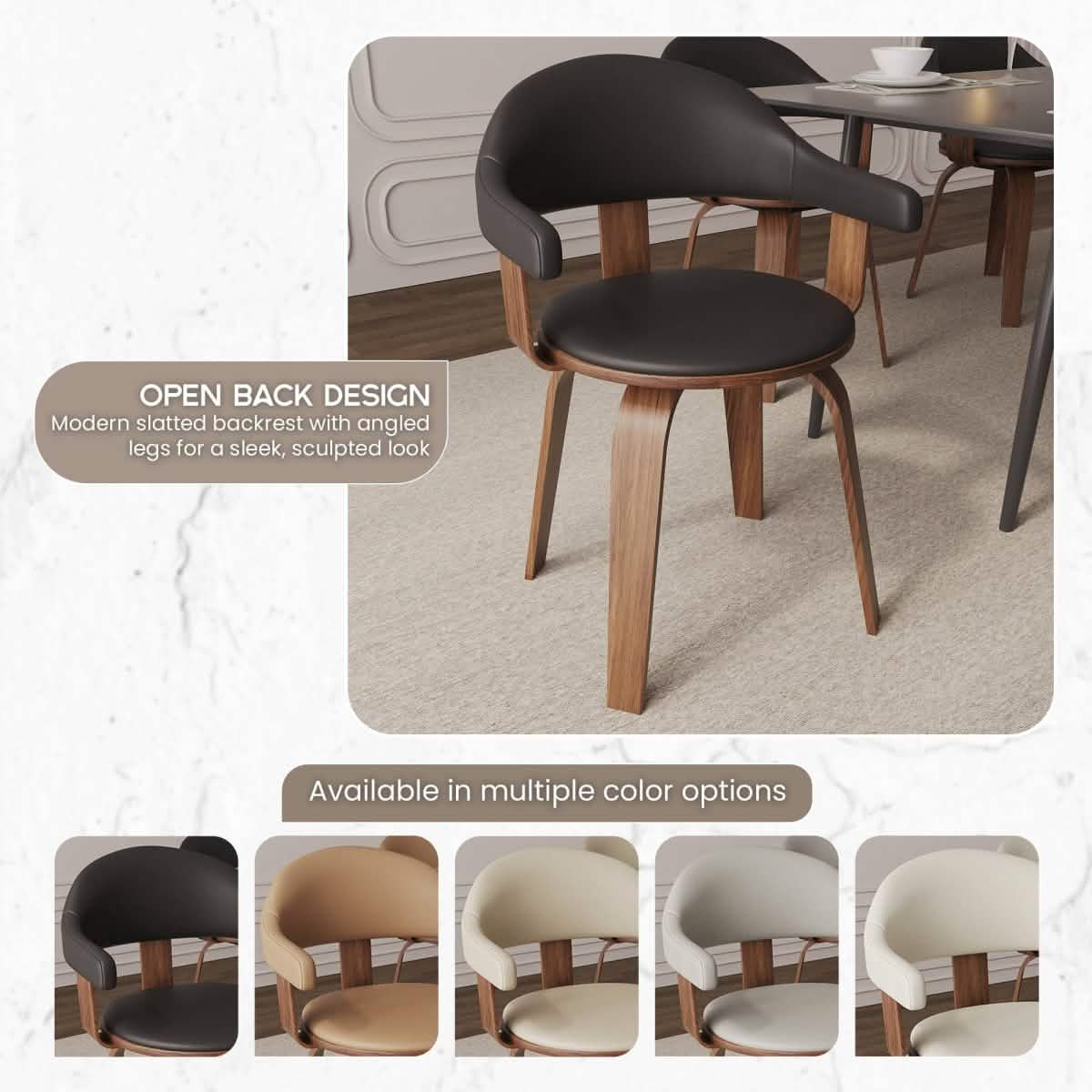 Brivo Modern Wooden Dining Chair With Walnut Color Frame