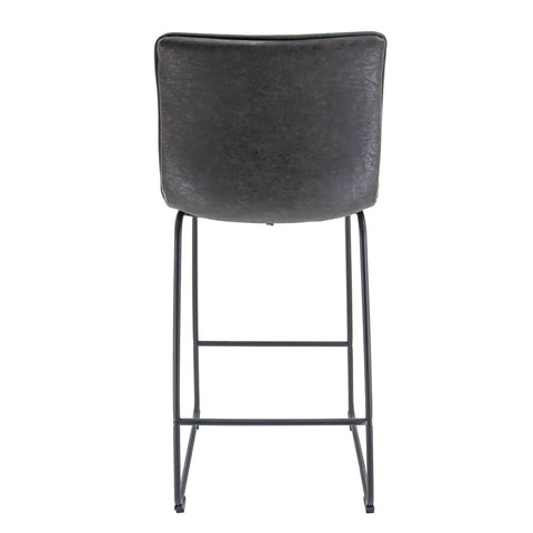 Brooklyn 29.9" Modern Leather Bar Stool With Black Iron Base & Footrest