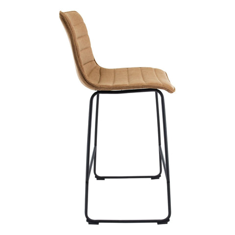 Brooklyn 29.9" Modern Leather Bar Stool With Black Iron Base & Footrest