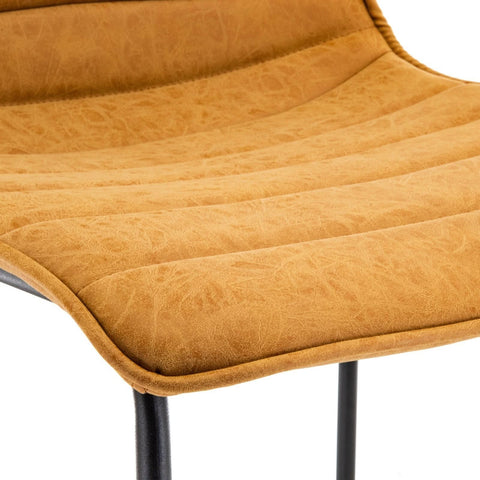Brooklyn 29.9" Modern Leather Bar Stool With Black Iron Base & Footrest