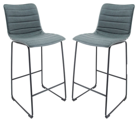 Brooklyn 29.9" Modern Leather Bar Stool With Black Iron Base & Footrest