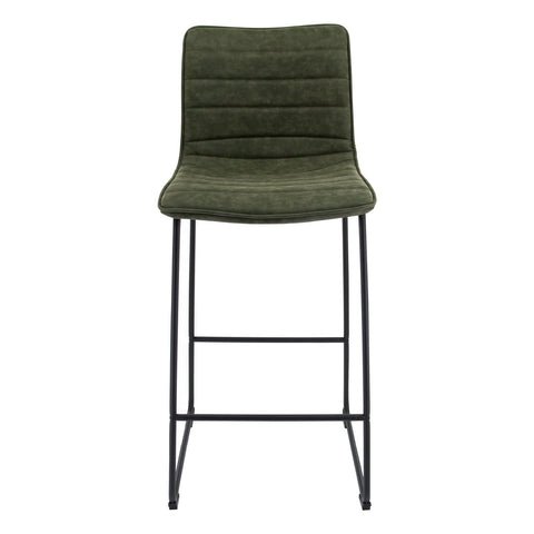 Brooklyn 29.9" Modern Leather Bar Stool With Black Iron Base & Footrest