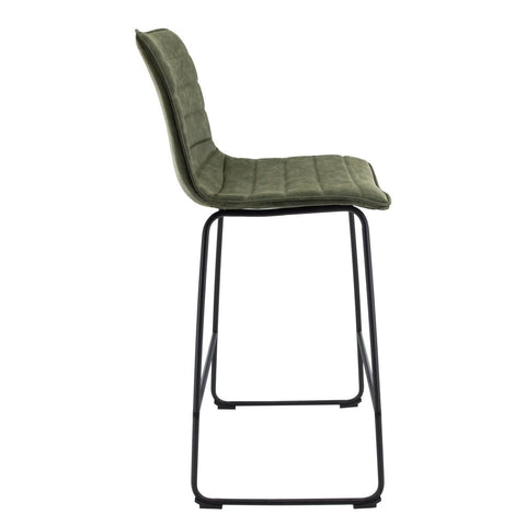 Brooklyn 29.9" Modern Leather Bar Stool With Black Iron Base & Footrest
