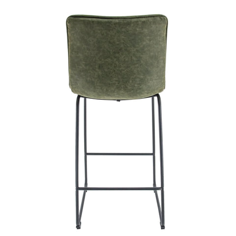 Brooklyn 29.9" Modern Leather Bar Stool With Black Iron Base & Footrest