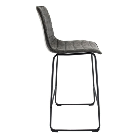 Brooklyn 29.9" Modern Leather Bar Stool With Black Iron Base & Footrest