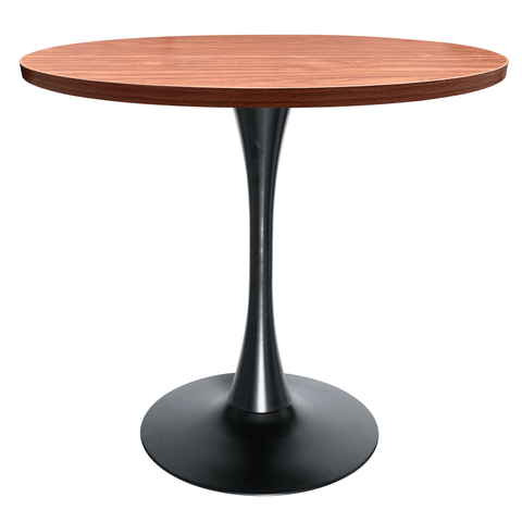 Bristol Modern Round Dining Table with 36" MDF Tabletop and Black Iron Pedestal Base