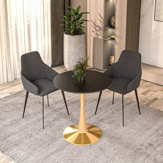 Bristol Round Dining Table with MDF/Sintered Stone Tabletop in Gold Steel