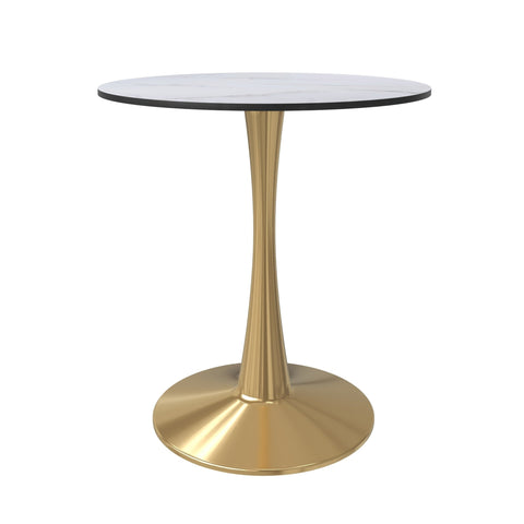 Bristol Round Dining Table with MDF/Sintered Stone Tabletop in Gold Steel