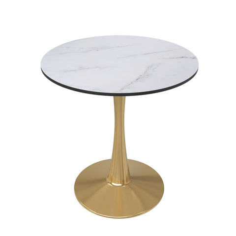 Bristol Round Dining Table with MDF/Sintered Stone Tabletop in Gold Steel