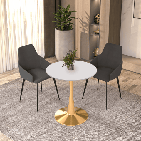 Bristol Round Dining Table with MDF/Sintered Stone Tabletop in Gold Steel