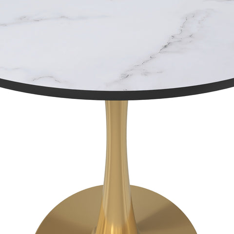Bristol Round Dining Table with MDF/Sintered Stone Tabletop in Gold Steel
