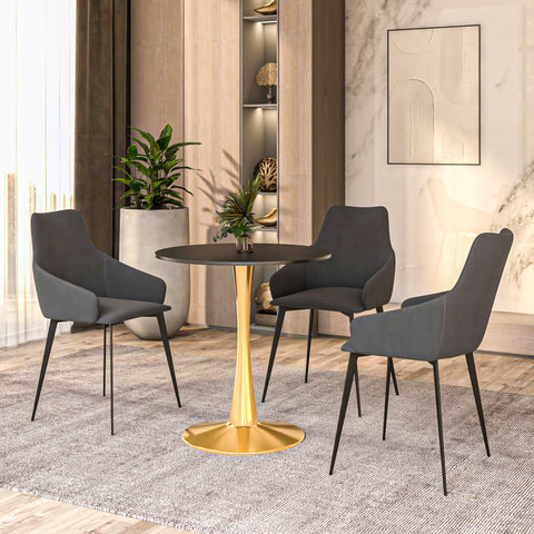 Bristol Round Dining Table with MDF/Sintered Stone Tabletop in Gold Steel