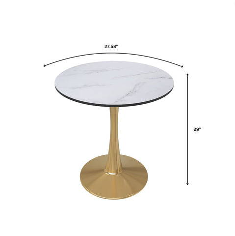 Bristol Round Dining Table with MDF/Sintered Stone Tabletop in Gold Steel