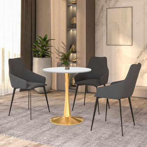 Bristol Round Dining Table with MDF/Sintered Stone Tabletop in Gold Steel