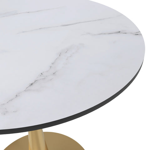 Bristol Round Dining Table with MDF/Sintered Stone Tabletop in Gold Steel