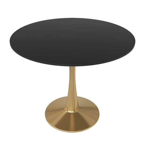 Bristol Round Dining Table with MDF/Sintered Stone Tabletop in Gold Steel