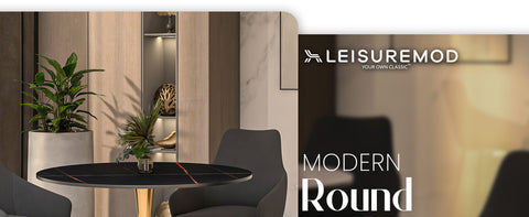 Bristol Round Dining Table with MDF/Sintered Stone Tabletop in Gold Steel