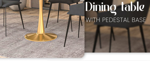 Bristol Round Dining Table with MDF/Sintered Stone Tabletop in Gold Steel