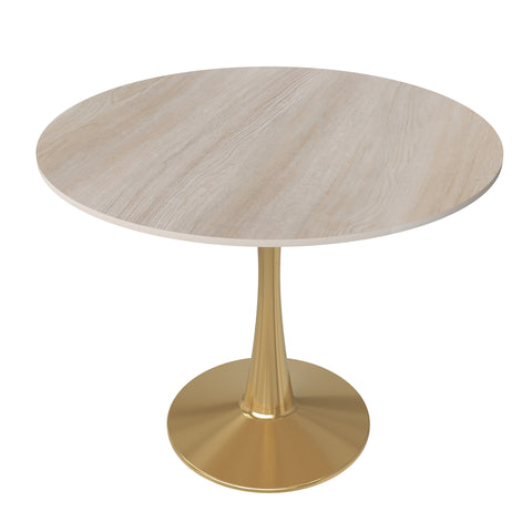 Bristol Round Dining Table with MDF/Sintered Stone Tabletop in Gold Steel