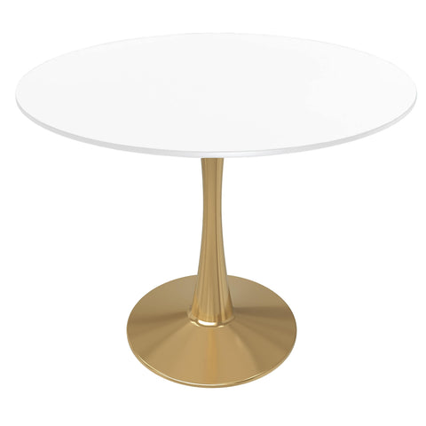 Bristol Round Dining Table with MDF/Sintered Stone Tabletop in Gold Steel