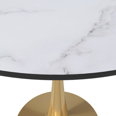 Bristol Round Dining Table with MDF/Sintered Stone Tabletop in Gold Steel