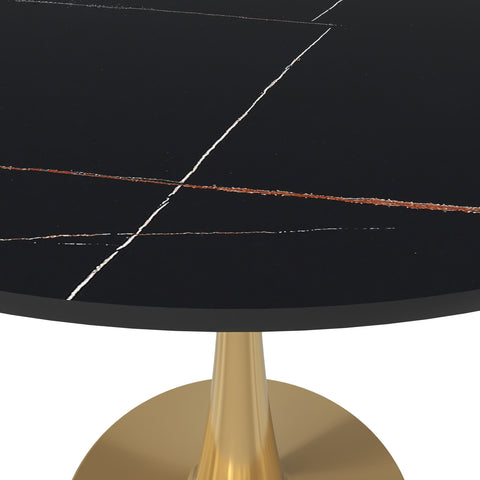 Bristol Round Dining Table with MDF/Sintered Stone Tabletop in Gold Steel