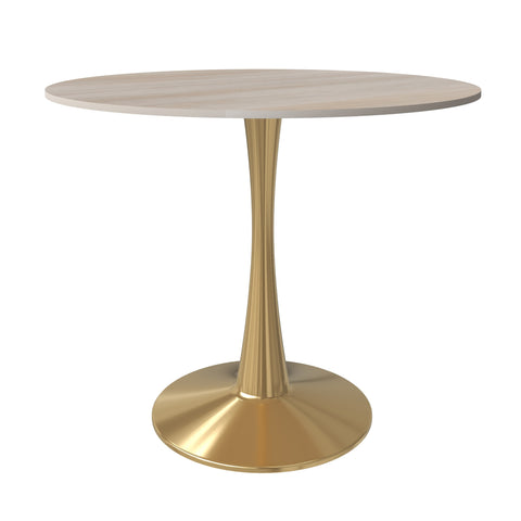 Bristol Round Dining Table with MDF/Sintered Stone Tabletop in Gold Steel