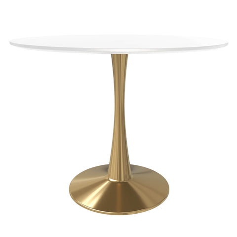 Bristol Round Dining Table with MDF/Sintered Stone Tabletop in Gold Steel