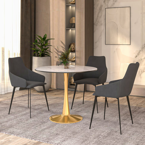 Bristol Round Dining Table with MDF/Sintered Stone Tabletop in Gold Steel