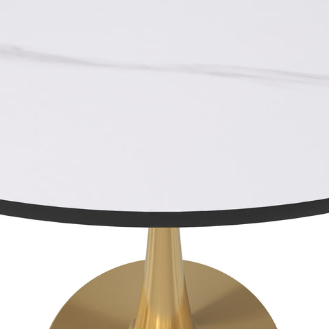 Bristol Round Dining Table with MDF/Sintered Stone Tabletop in Gold Steel