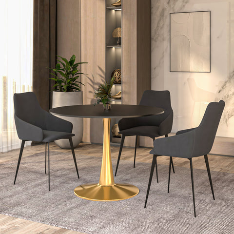 Bristol Round Dining Table with MDF/Sintered Stone Tabletop in Gold Steel