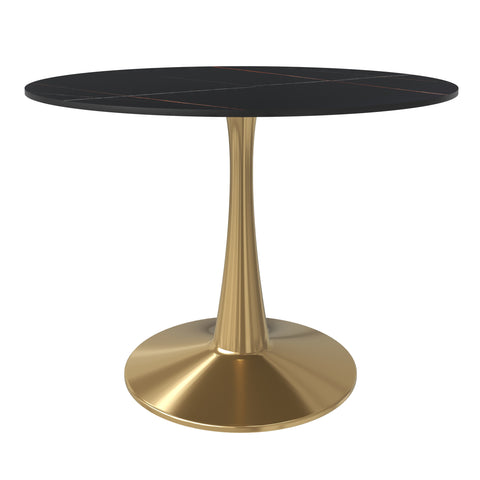 Bristol Round Dining Table with MDF/Sintered Stone Tabletop in Gold Steel
