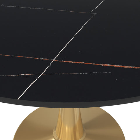 Bristol Round Dining Table with MDF/Sintered Stone Tabletop in Gold Steel