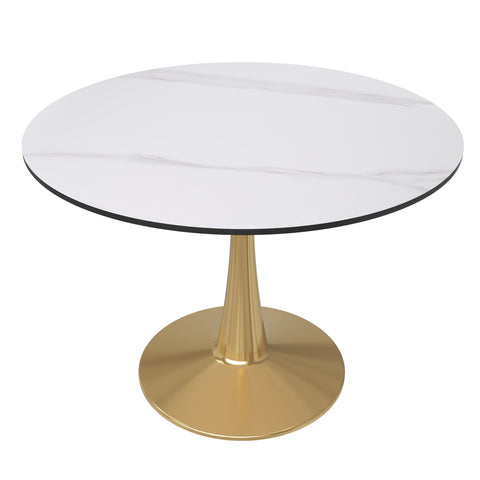 Bristol Round Dining Table with MDF/Sintered Stone Tabletop in Gold Steel
