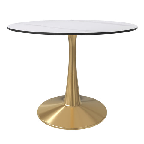 Bristol Round Dining Table with MDF/Sintered Stone Tabletop in Gold Steel