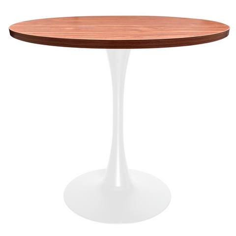 Bristol Round Dining Table with MDF/Sintered Stone/Glass Wood Tabletop in White Steel