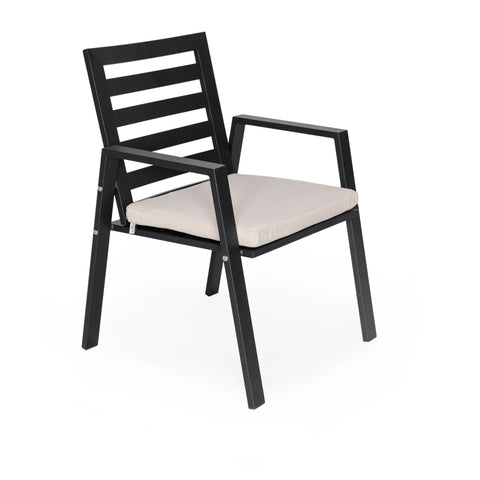 Chelsea Modern Patio Dining Armchair in Aluminum with Removable Cushions Set of 2