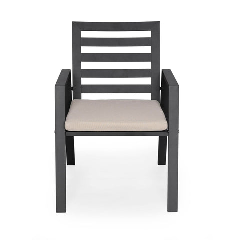 Chelsea Modern Patio Dining Armchair in Aluminum with Removable Cushions Set of 2
