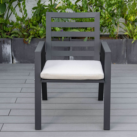Chelsea Modern Patio Dining Armchair in Aluminum with Removable Cushions Set of 2